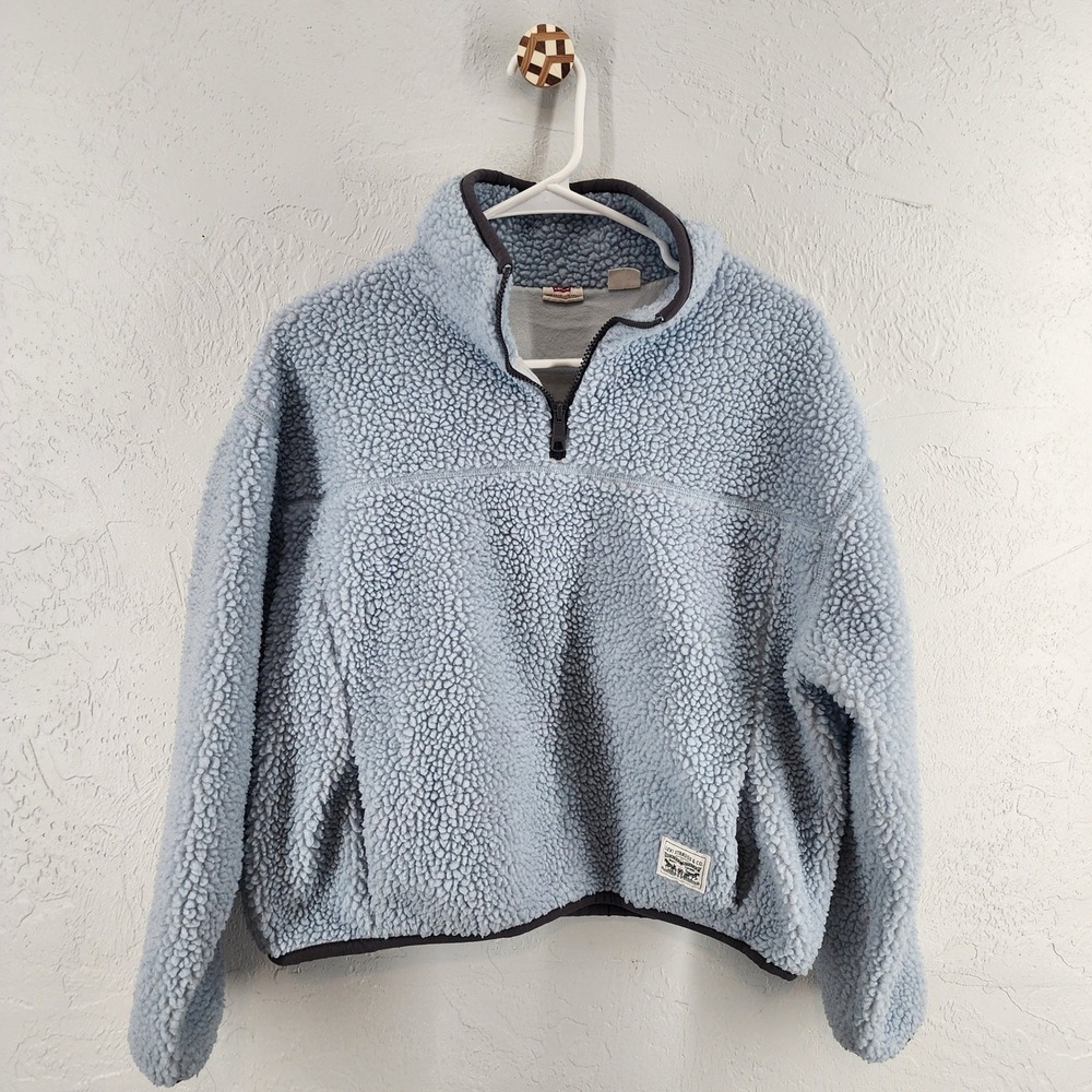 Levi's Light Blue Quarter Zip Sherpa Fleece Pullover Gorpcore Womens Size S